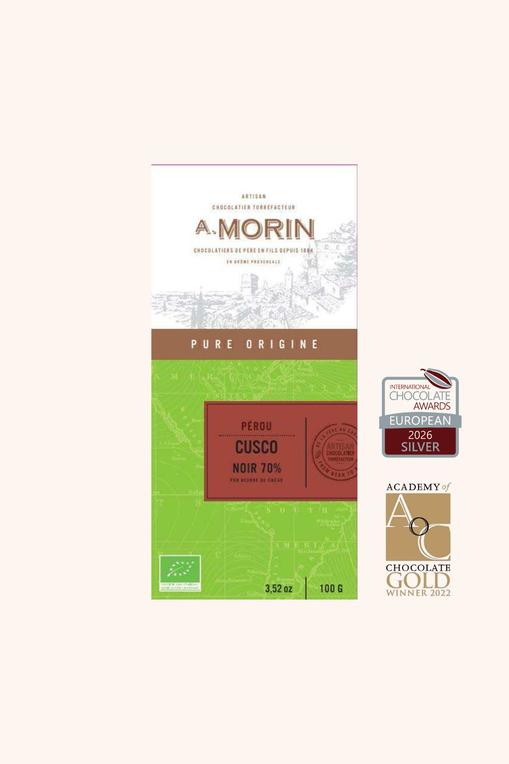 Tablette de chocolat noir Pérou Cusco 70% BIO - 100g