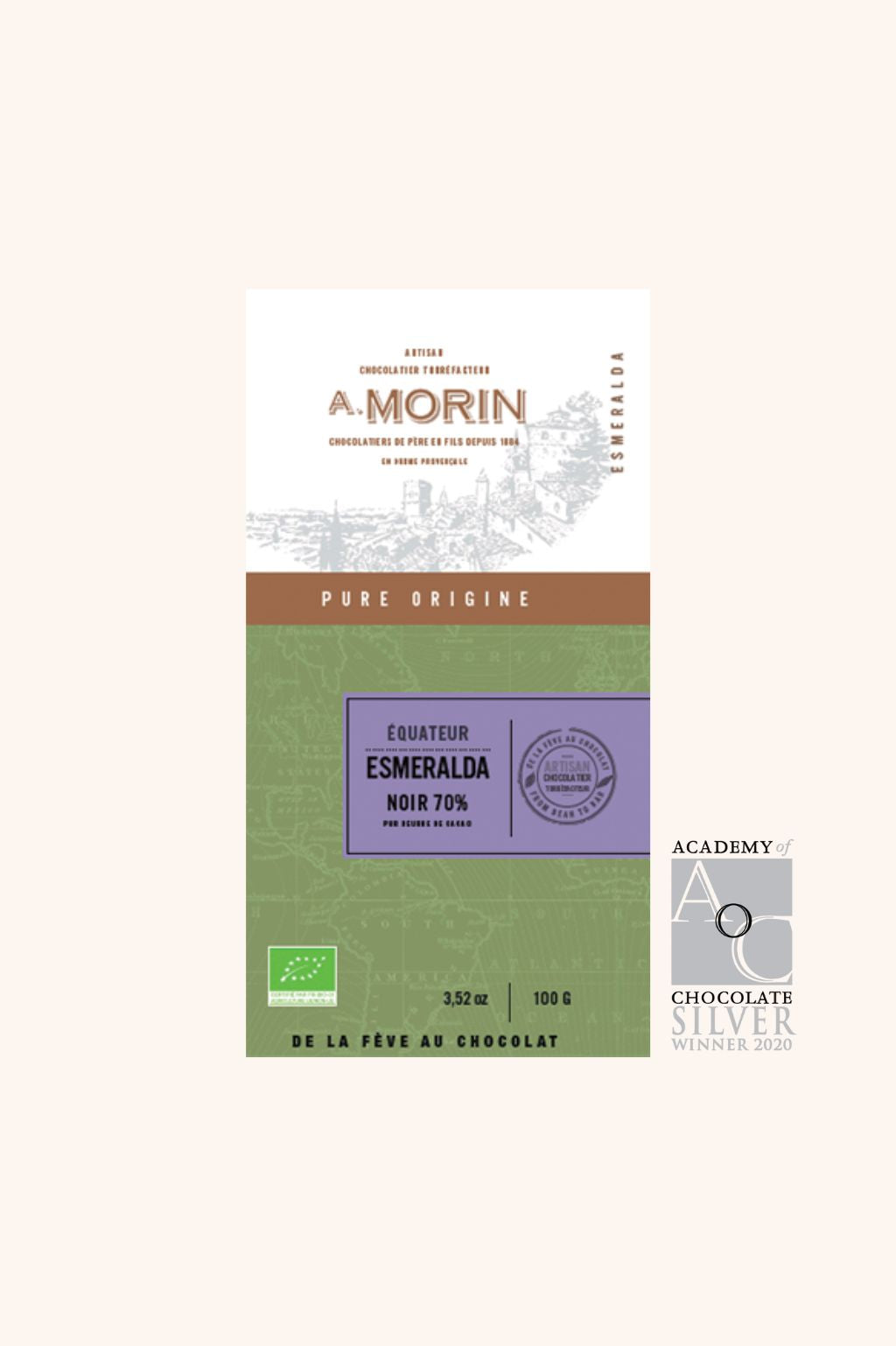 Tablette de chocolat noir Equateur Esmeralda 70% BIO - 100g