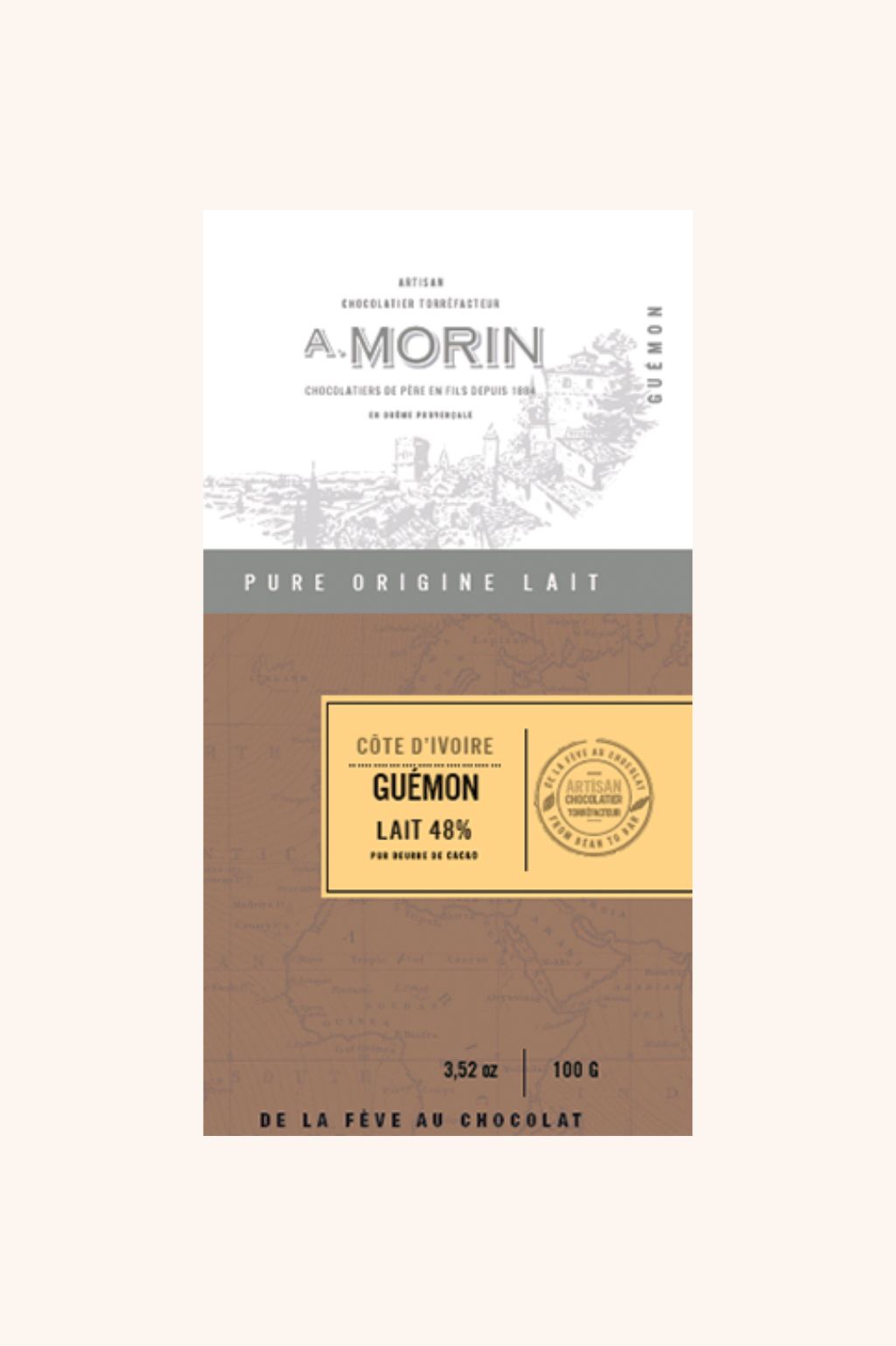 Tablette de chocolat au lait Côte d’Ivoire Guémon 48% - 100g