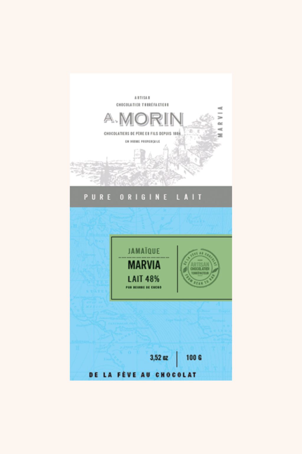 Tablette de chocolat au lait Jamaïque Marvia 48% - 100g