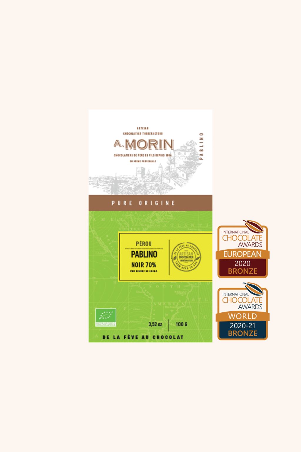 Tablette de chocolat noir Pérou Pablino 70% BIO - 100g