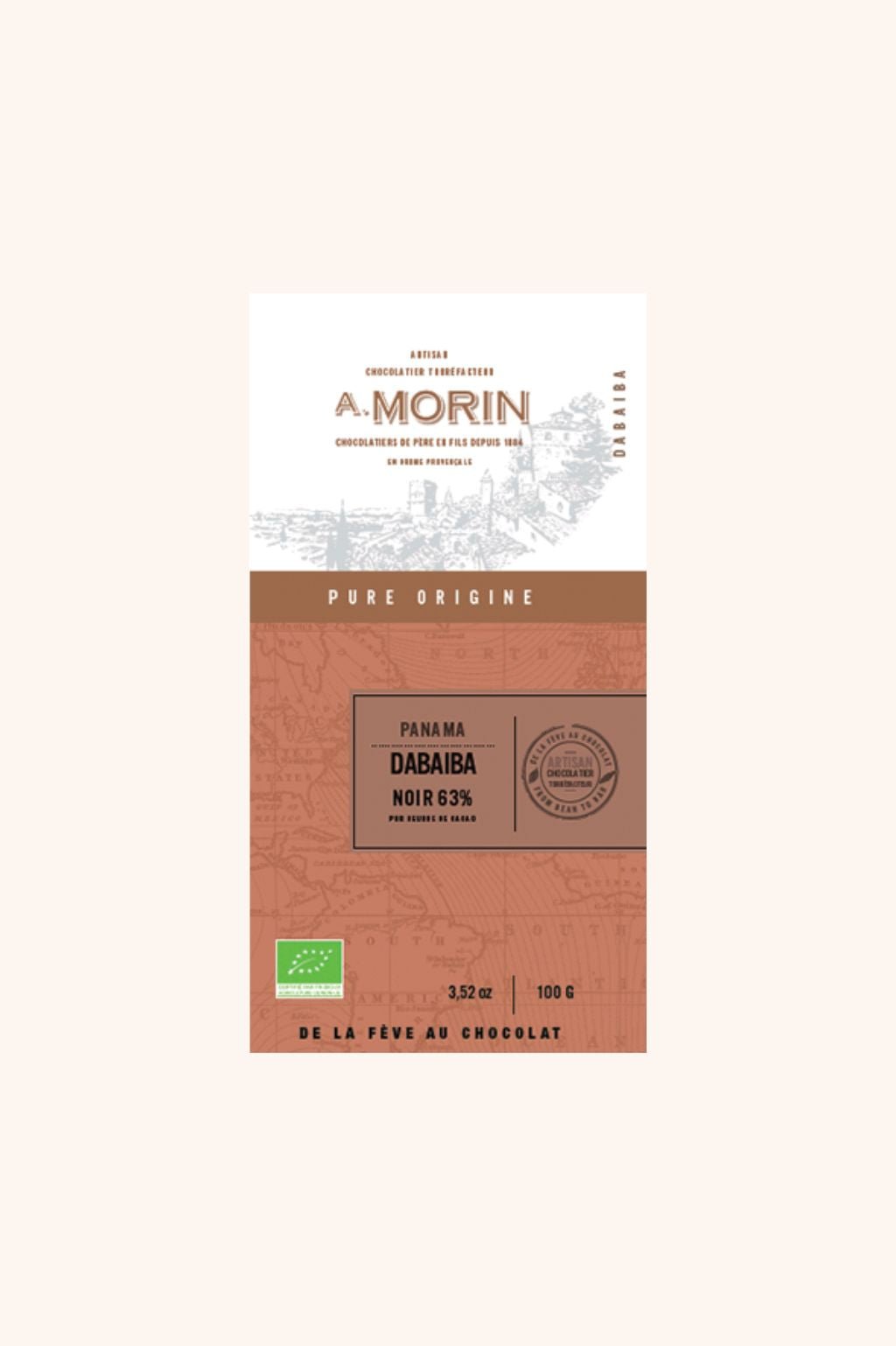 Tablette de chocolat noir Panama Dabaiba 63% BIO - 100g