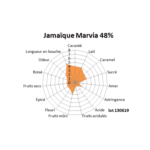 Bloc chocolat au lait Jamaïque Marvia 48% - 1kg