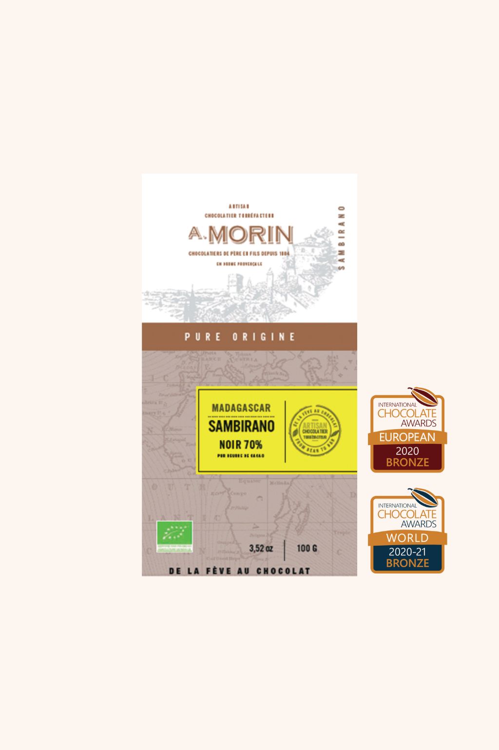 Tablette de chocolat noir Madagascar Sambirano 70% BIO - 100g