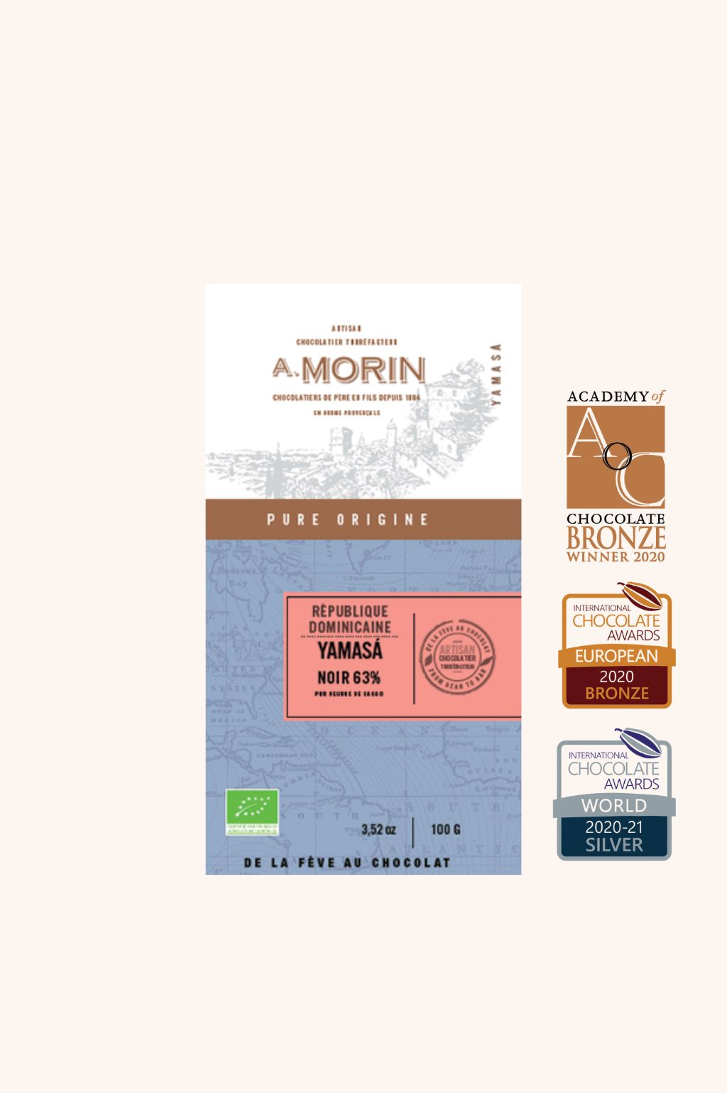 Tablette de chocolat noir République Dominicaine Yamasa 63% BIO - 100g