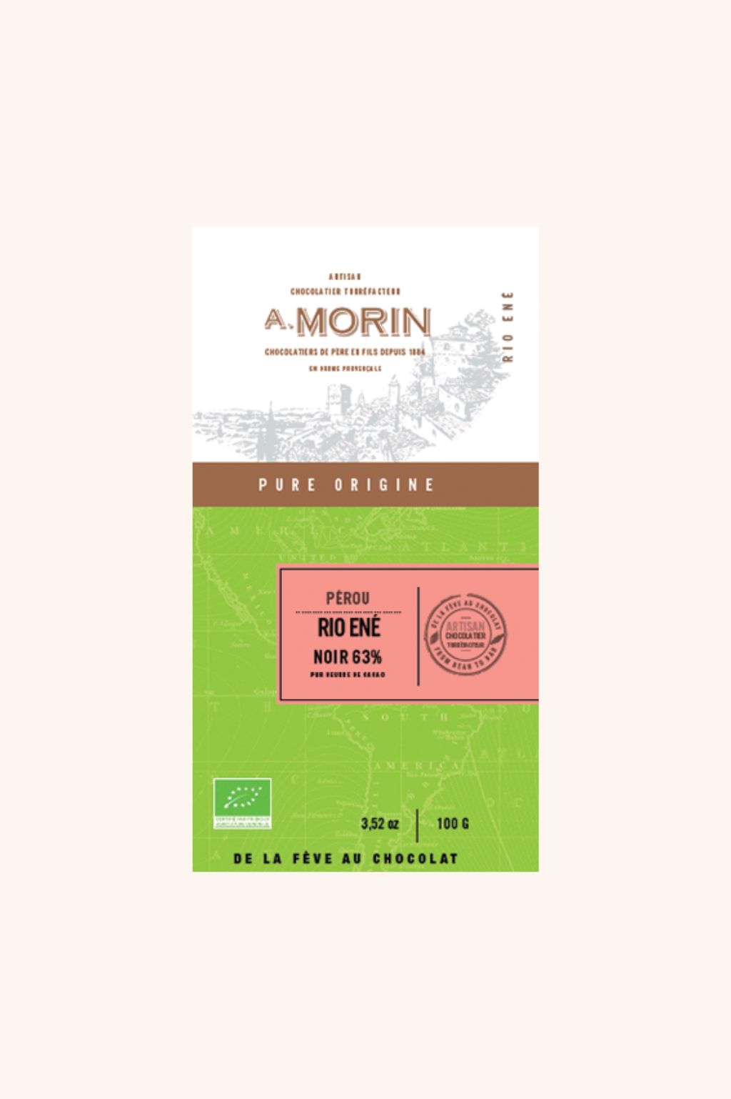 Tablette de chocolat noir Pérou Rio Ené 63% BIO - 100g