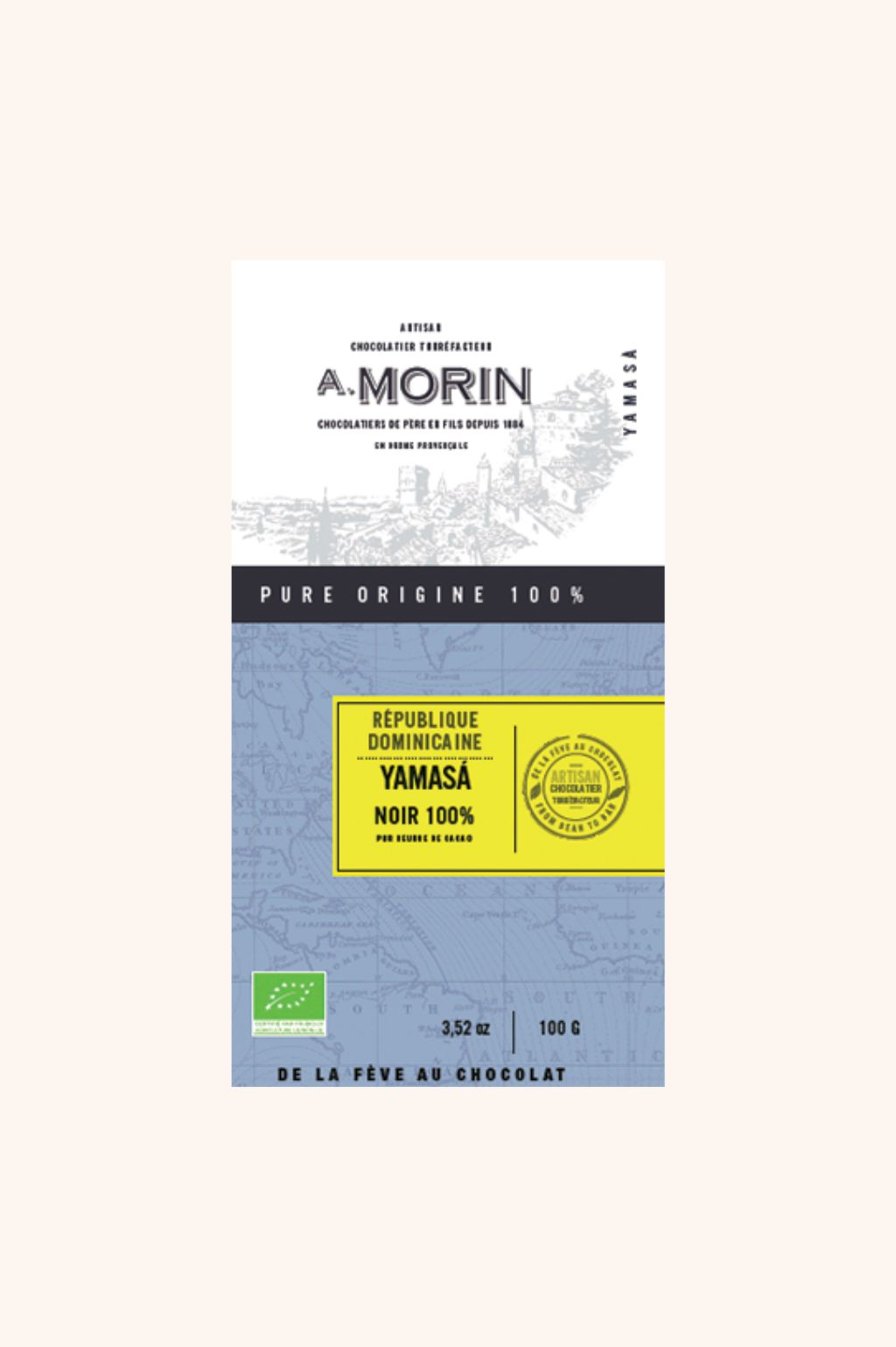 Tablette de pâte de cacao République Dominicaine Yamasa 100% BIO - 100g