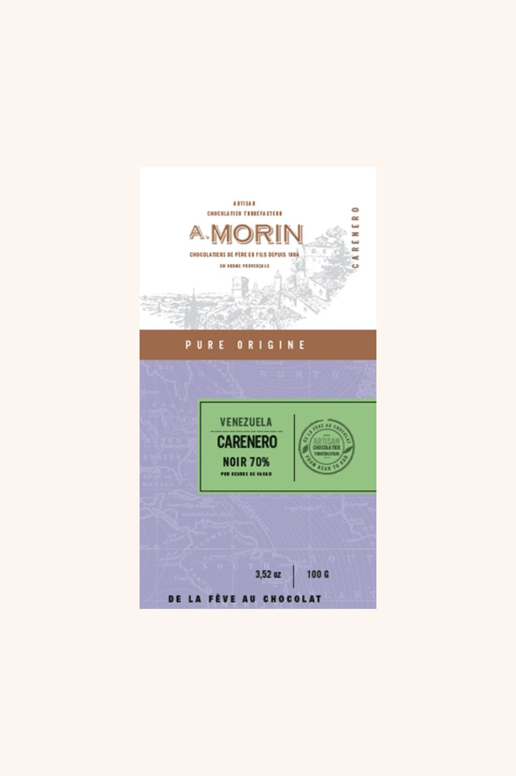 Tablette de chocolat noir Venezuela Carenero 70% - 100g