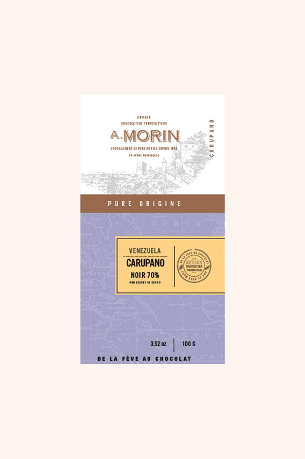 Tablette de chocolat noir Venezuela Carupano 70% - 100g