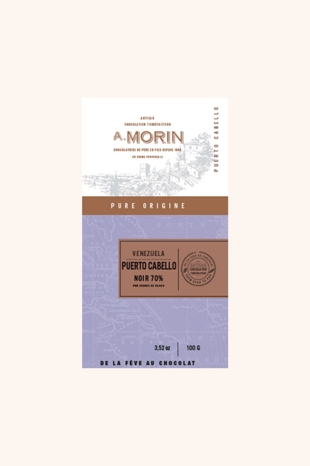 Tablette de chocolat noir Venezuela Puerto Cabello 70% - 100g