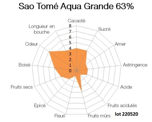 sao tomé aqua grande 63% lot 220520 Bloc de chocolat noir Sao Tomé Agua Grande 63% 1kg – Image 2