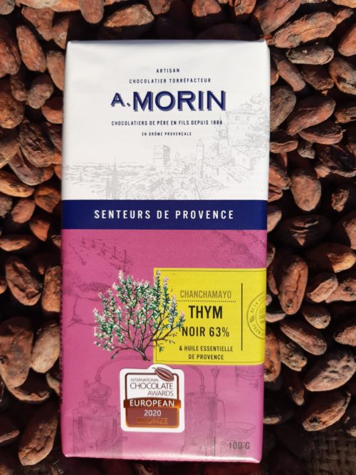 Tablette de chocolat noir à l'huile essentielle Thym 63% 100g – Image 1