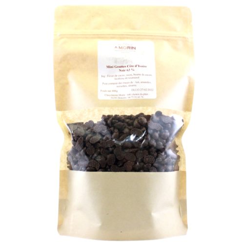 IMG_0236 Mini gouttes chocolat noir Côte d'Ivoire 63% sachet 400g – Image 6